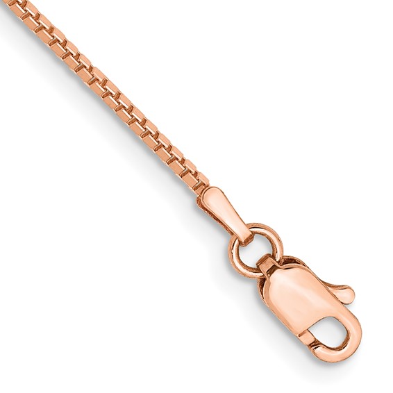 14kt Rose Gold 16in Box Link Chain 1mm