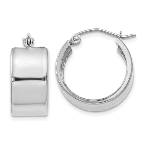 14k White Gold 5/8in Huggie Hoop Earrings 8.25mm Thick