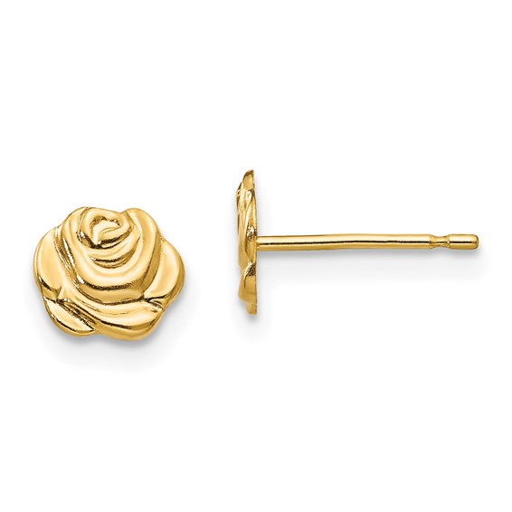 14kt Yellow Gold 1/4in Rosebud Flower Post Earrings