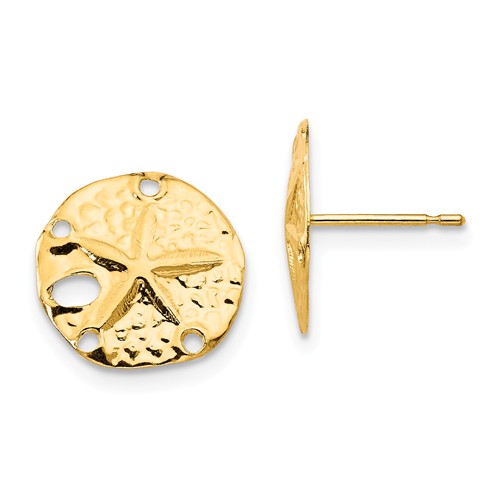 14k Yellow Gold Children's Sand Dollar Earrings