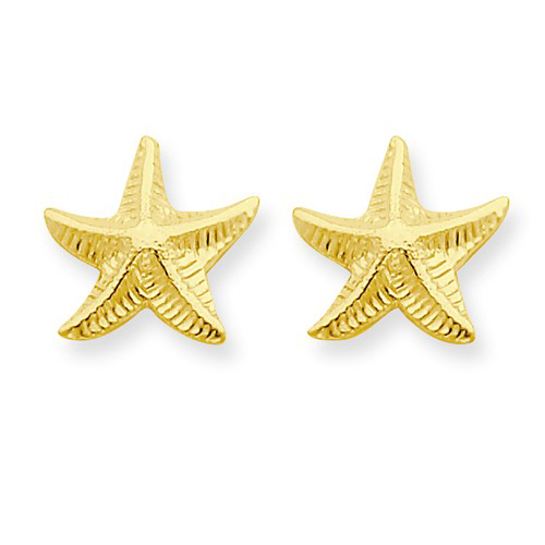 14k Yellow Gold Small Starfish Earrings