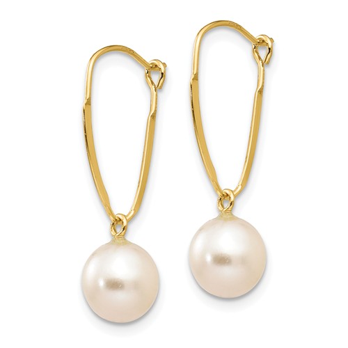 14k Yellow Gold 6mm Semi-Round Freshwater Cultured Pearl Earrings