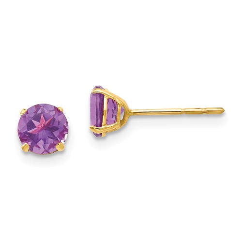 14k Yellow Gold Madi K 1 ct tw Amethyst Stud Earrings
