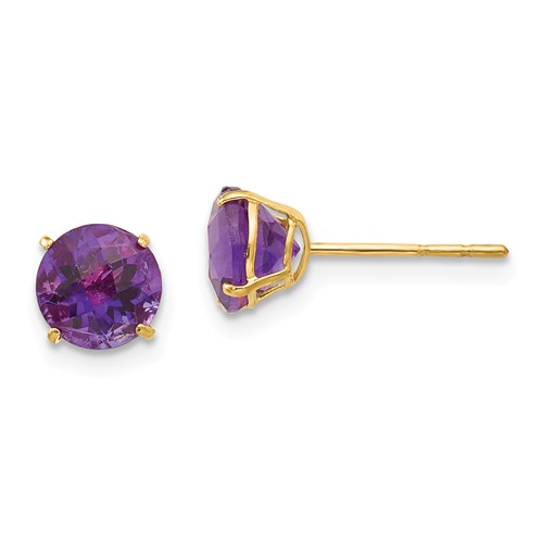 14k Yellow Gold Madi K 1.5 ct tw Amethyst Stud Earrings