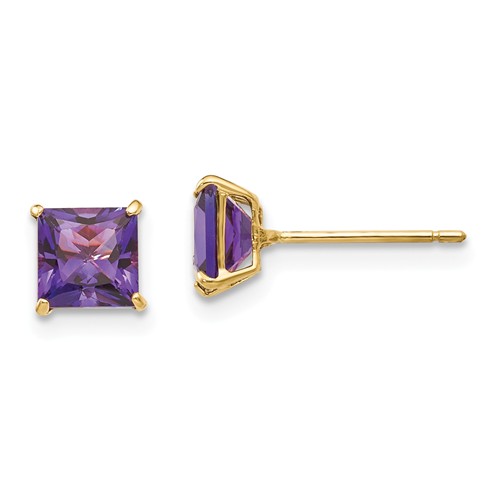14k Yellow Gold Madi K 1.4 ct tw Square Amethyst Stud Earrings