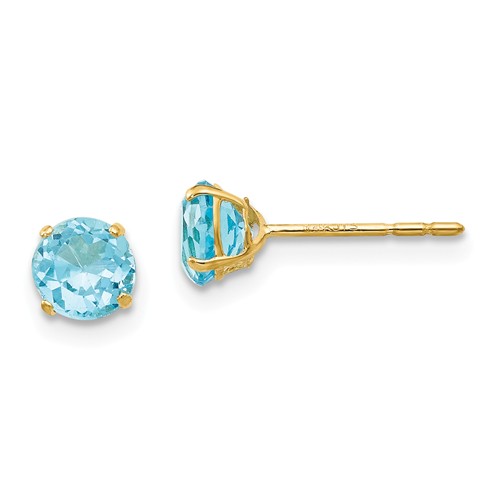 14k Yellow Gold Madi K 1.2 ct tw Blue Topaz Stud Earrings
