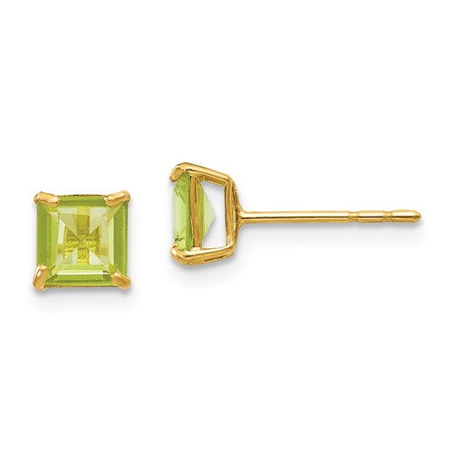 14k Yellow Gold Madi K 1.4 ct tw Square Peridot Stud Earrings