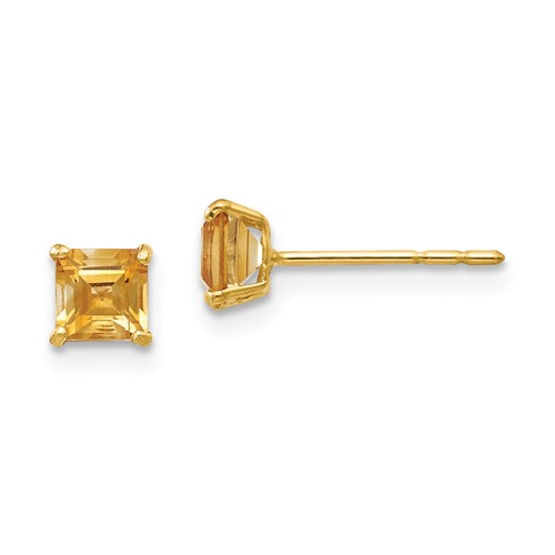 14k Yellow Gold Madi K 0.6 ct tw Square Citrine Stud Earrings