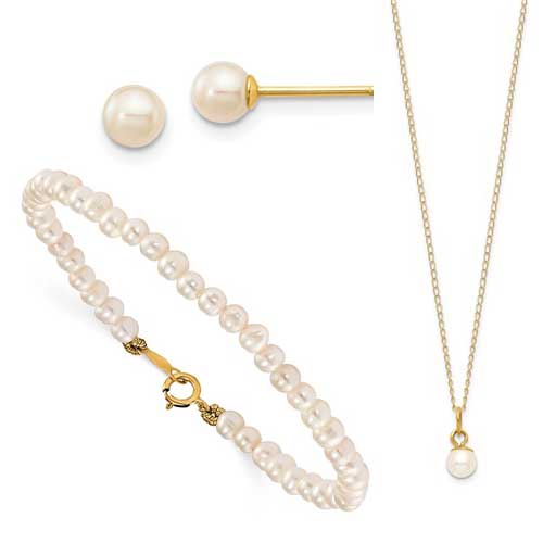 Kid's 14kt Yellow Gold Madi K Necklace Earrings Bracelet Set