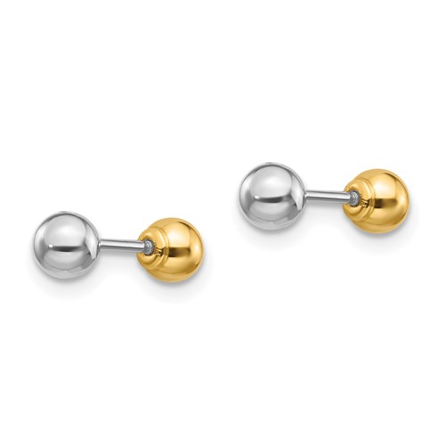 14k Two-tone Gold Madi K Kid's Reversible 4mm Ball Earrings
