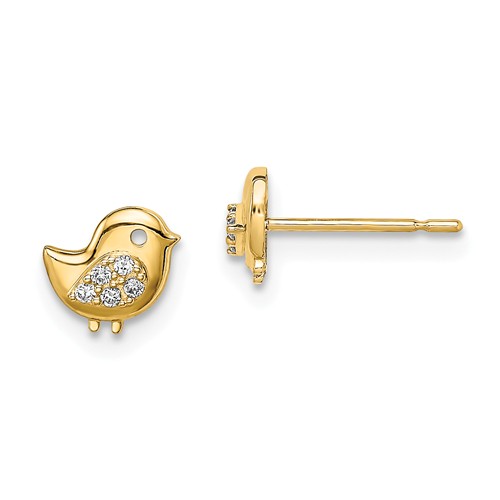 14k Yellow Gold Madi K Bird CZ Stud Earrings