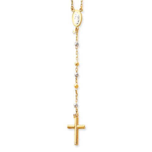 14k Two-tone Gold with Diamond-cut Bead Rosary