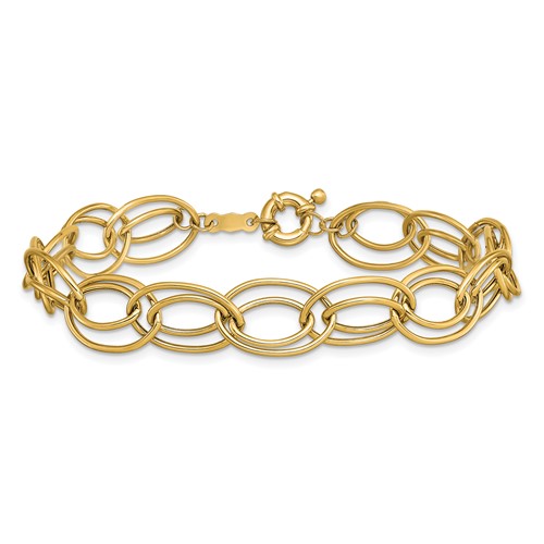 14kt Yellow Gold 7 1/2in Fancy Double Oval Link Bracelet