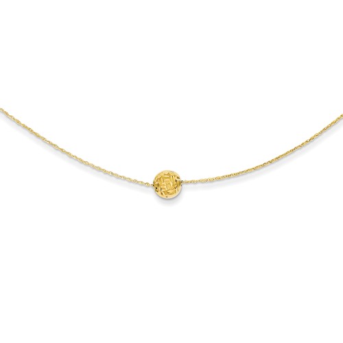 14k Yellow Gold Mini Textured Bead Necklace