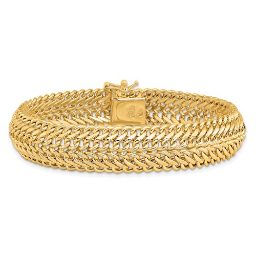 14k Yellow Gold Polished Fancy Chainmail Link Bracelet 7.5in