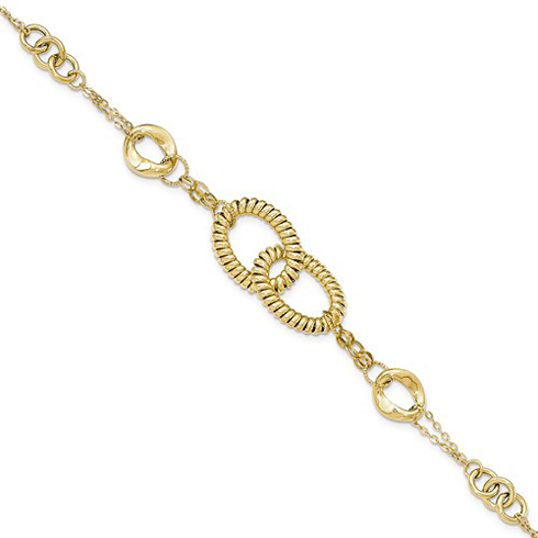 14k Yellow Gold 7 1/2in Italian Bracelet with Large Woven Oval Links