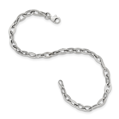 14kt White Gold 7 1/2in Polished Oval Link Bracelet
