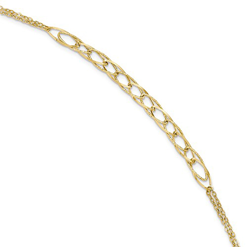14kt Yellow Gold 8in Italian Double Chain Link Bracelet