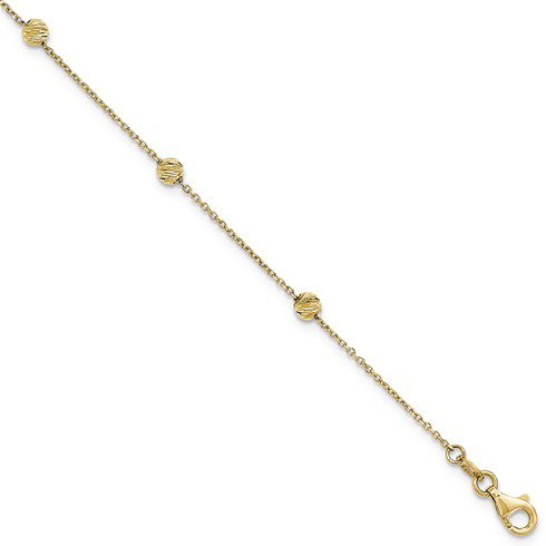 14kt Yellow Gold 7 1/2in Textured Bead Station Bracelet