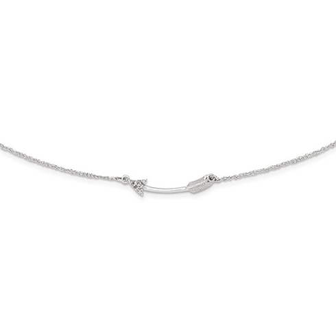 14kt White Gold Diamond Arrow Necklace