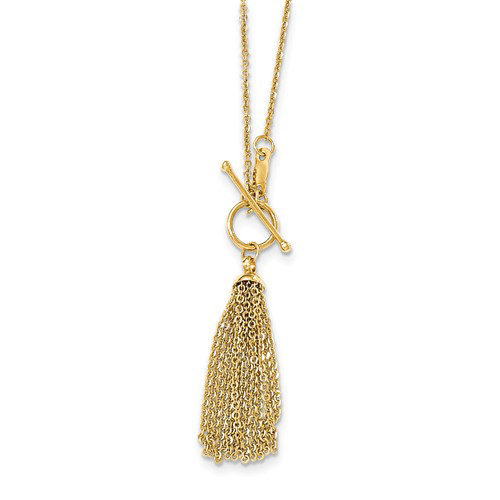 14kt Yellow Gold Tassel and Toggle Necklace