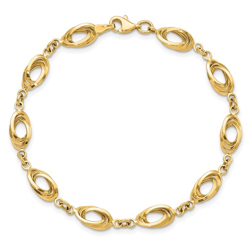 14k Yellow Gold Nested Oval Link Bracelet 7.5in