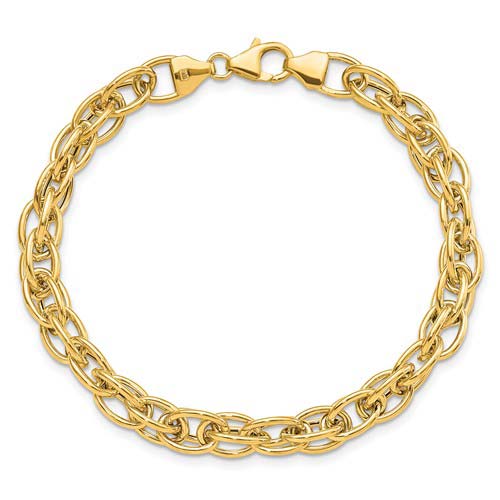 14k Yellow Gold 7 1/2in Italian Polished Interlaced Link Bracelet