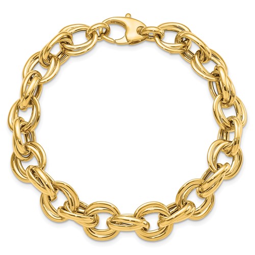 14k Yellow Gold Men's Double Cable Link Bracelet 8in