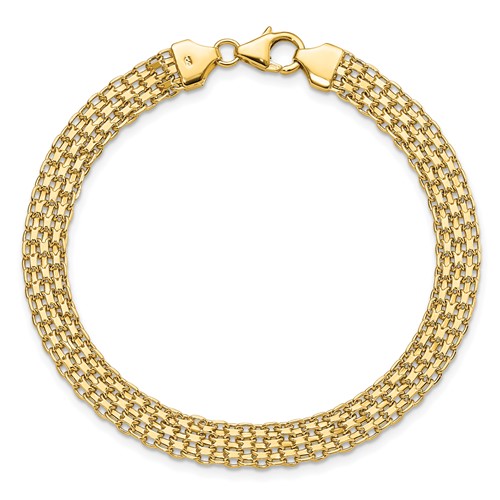 14k Yellow Gold Mesh Strand Link Bracelet 7.5in