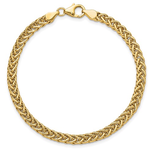 14k Yellow Gold 7.5in Hollow Woven Link Bracelet 4.3mm Thick SF2413-7.5