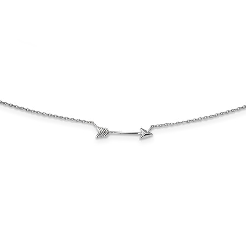 14k White Gold Arrow Necklace with Spring Ring Clasp 17in