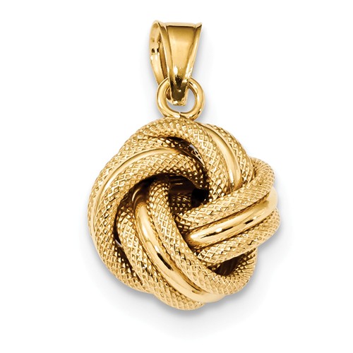 14kt Yellow Gold 5/8in Italian Textured Love Knot Pendant