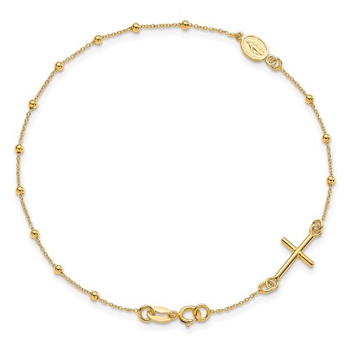 14k Yellow Gold Ladies' Cross Rosary Bracelet