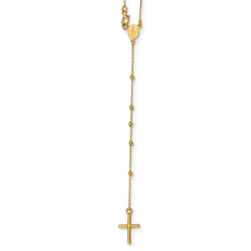 14k Yellow Gold Italian Rosary Drop Necklace 16.5in