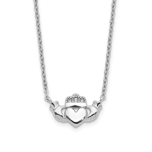 14kt White Gold Claddagh Necklace