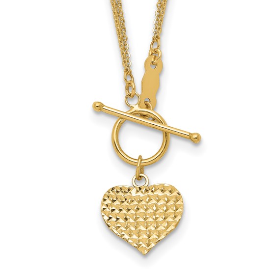14k Yellow Gold Heart Toggle Necklace