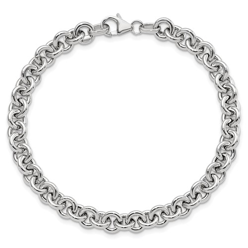 14k White Gold 7.75in Rolo Link Bracelet 6.5mm Wide