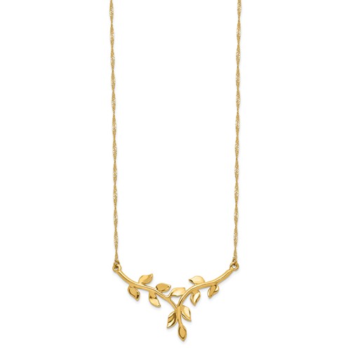 14k Yellow Gold Leaves and Branches Necklace