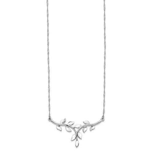 14k White Gold Leaves and Branches Necklace