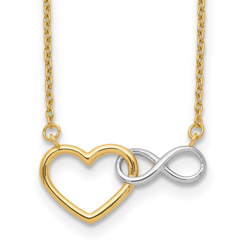 14k Two-tone Gold Heart and Infinity Necklace