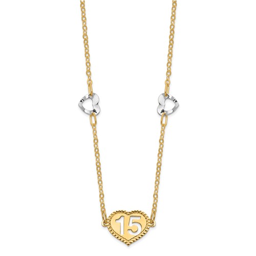 14k Two-tone Gold Hearts Quinceanera Necklace