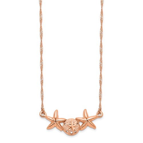 14k Rose Gold Starfish and Sand Dollar Necklace