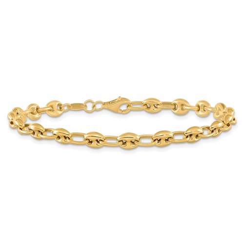 14k Yellow Gold Mariner and Oval Link Bracelet 7.5in