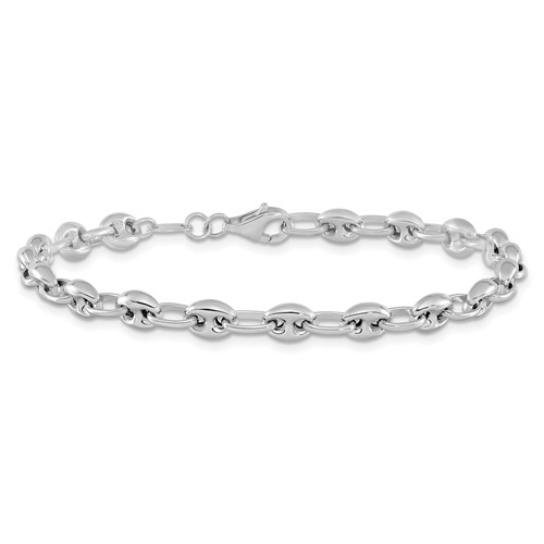 14k White Gold Mariner and Oval Link Bracelet 7.5in
