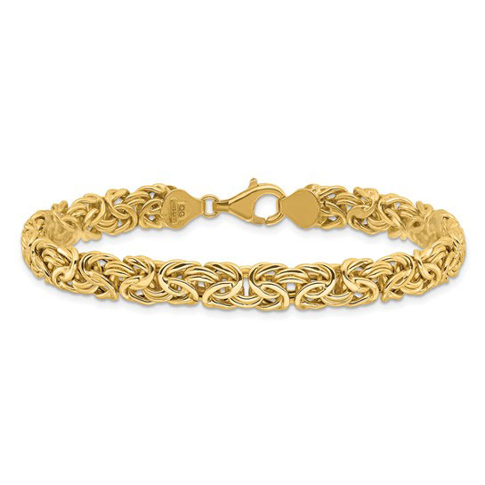 14k Yellow Gold 8mm Byzantine Link Bracelet 8in