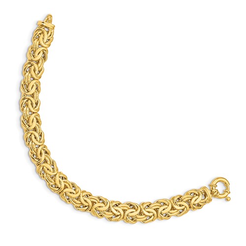14k Yellow Gold Wide Flat Byzantine Link Bracelet 7.5in