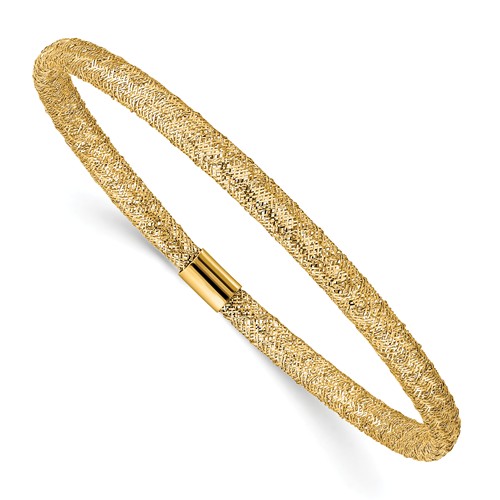 14k Yellow Gold Rounded Stretch Mesh Bangle Bracelet 7in