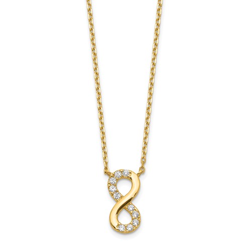 14k Yellow Gold Cubic Zirconia Vertical Infinity Symbol Necklace