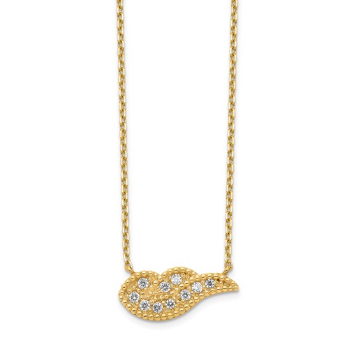 14k Yellow Gold Cubic Zirconia Angel Wing Necklace