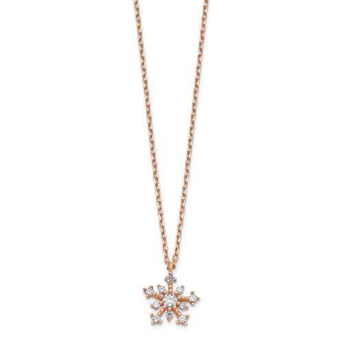 14k Rose Gold Cubic Zirconia Snowflake Necklace